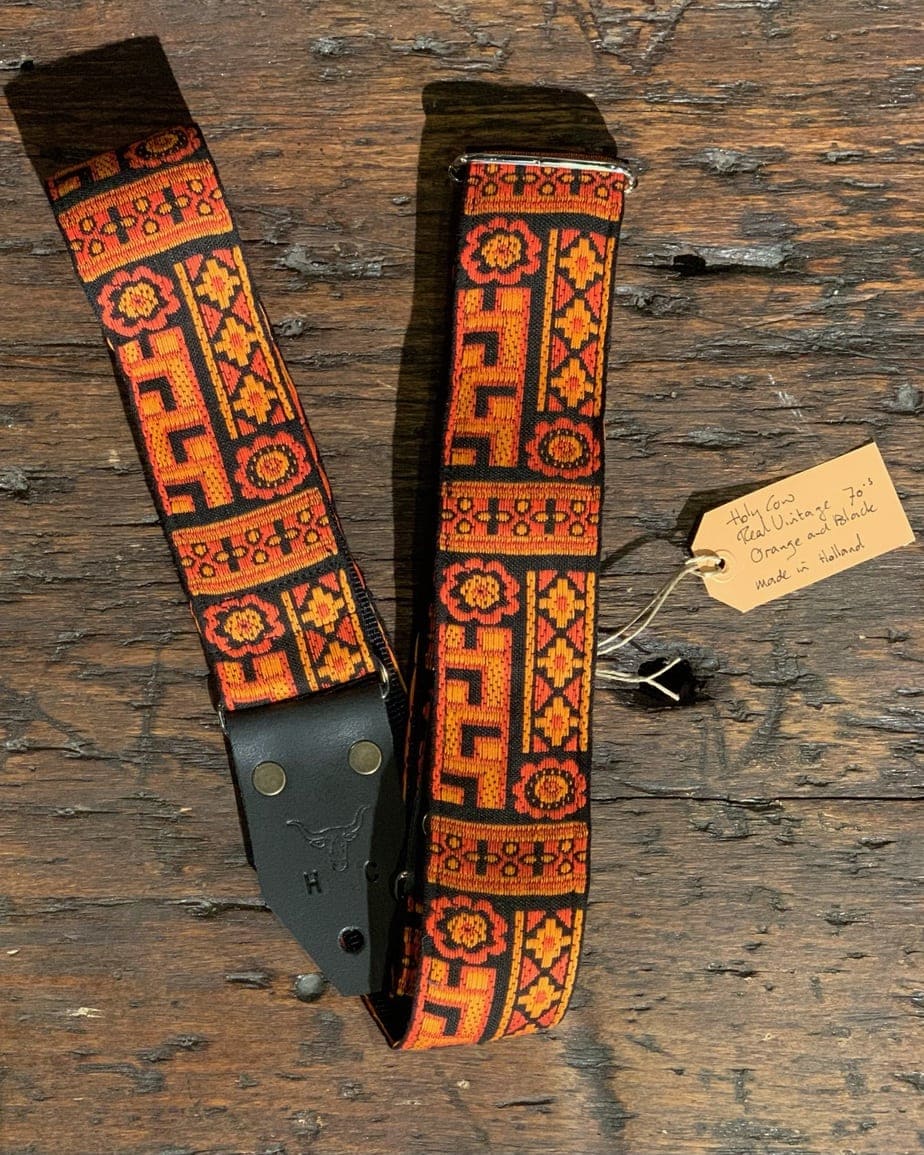 Peruvian Guitar Strap in Orange Stripes