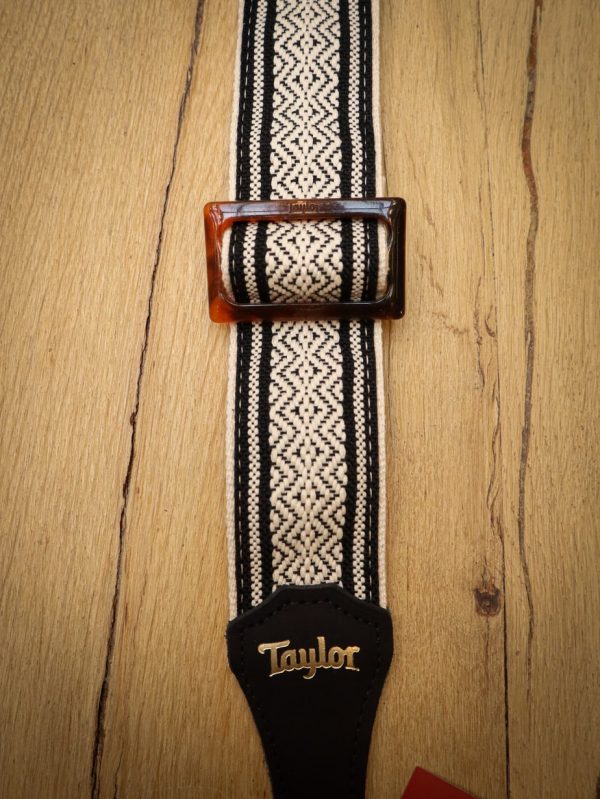 Taylor White/Black Jacquard Cotton Guitar Strap - Image 2