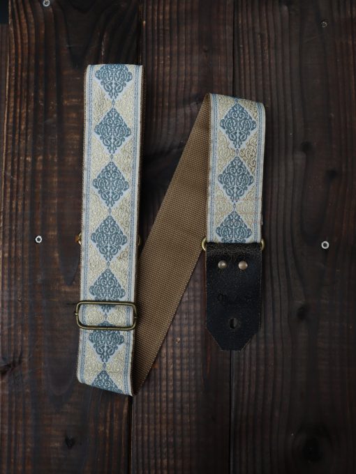 Bluebird Vintage-Style Guitar Strap Blue & Yellow Gold